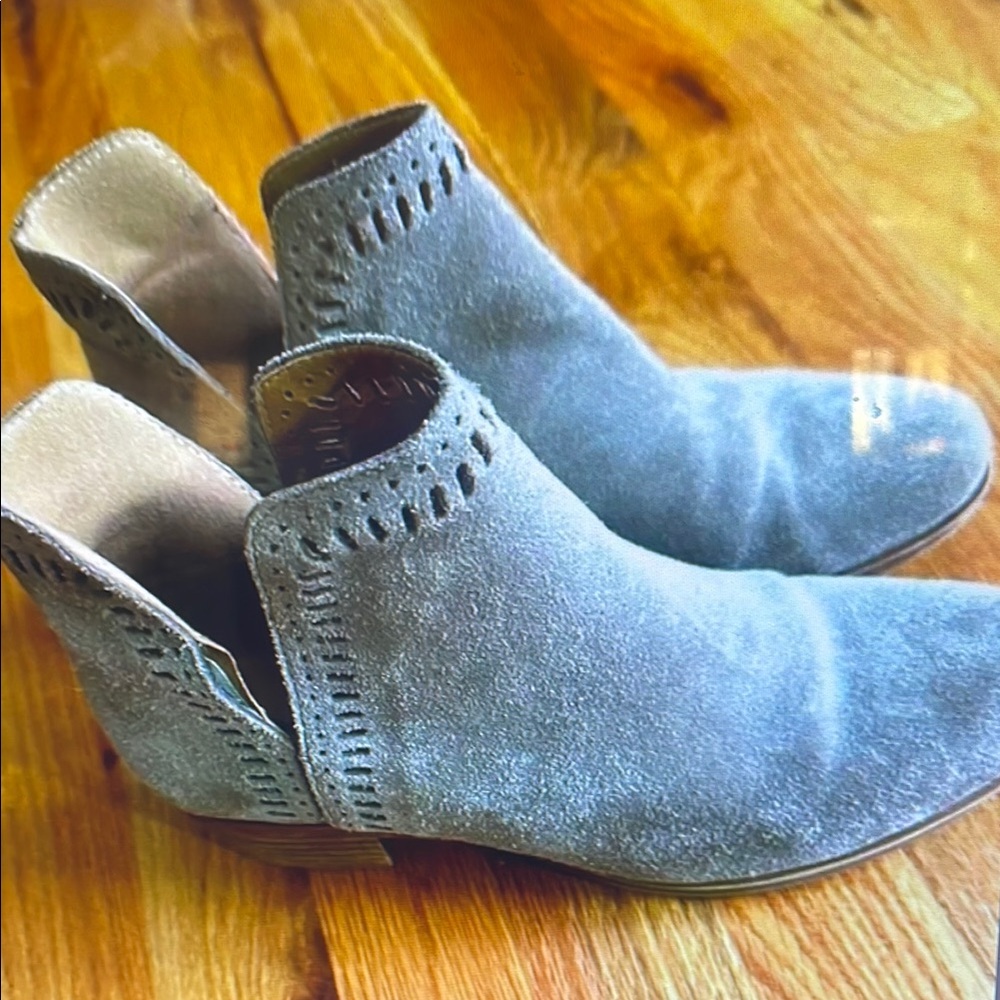 Gray Suede Heeled Boots